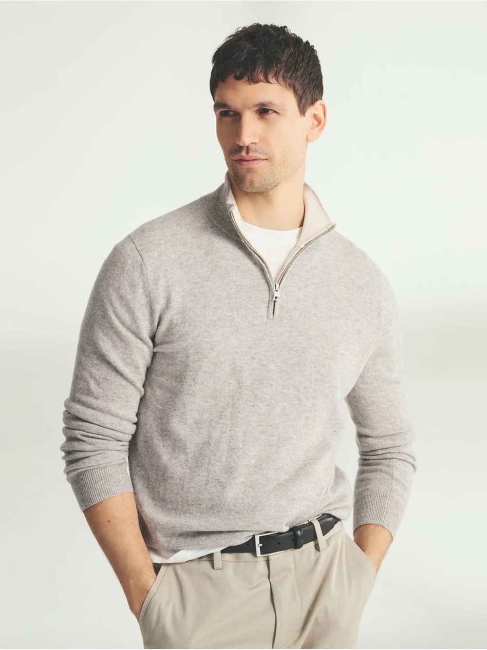 Signature Cashmere Color Blocked Quarter Zip - M